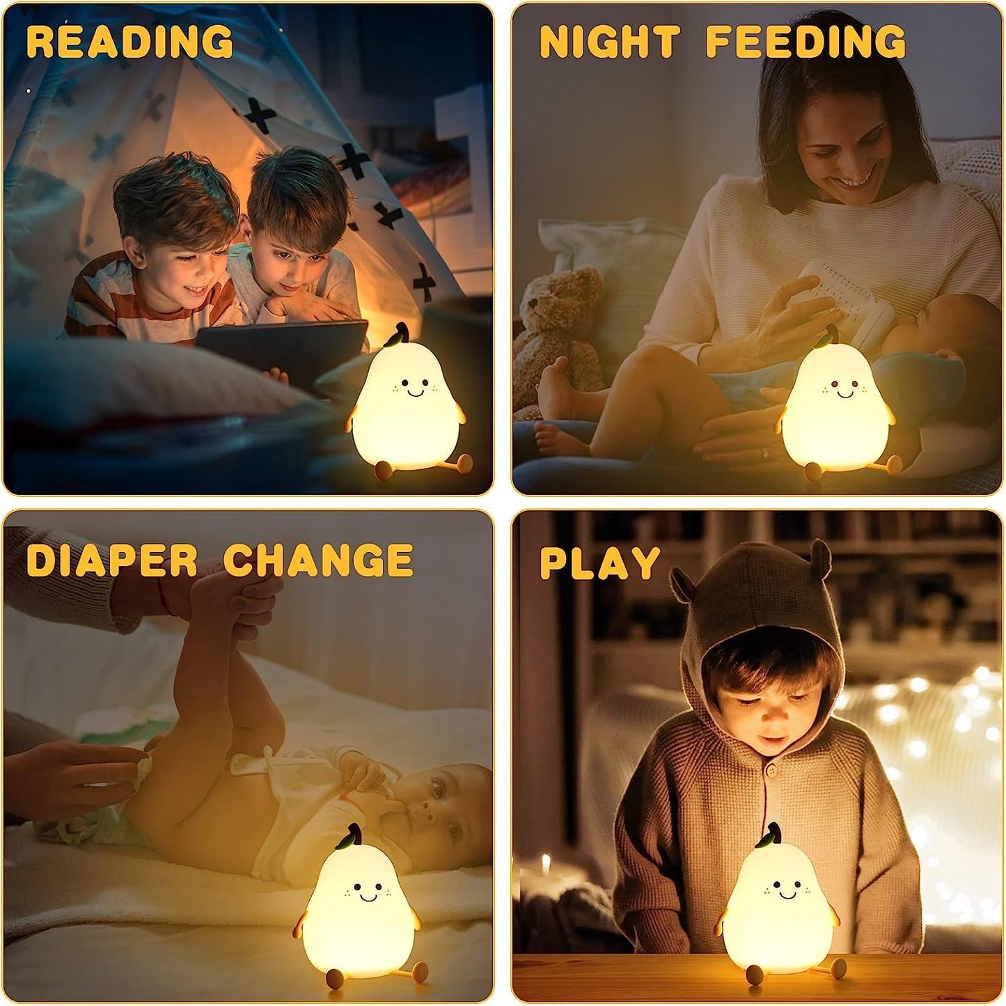 Rechargeable Silicone Pear Night Lamp
